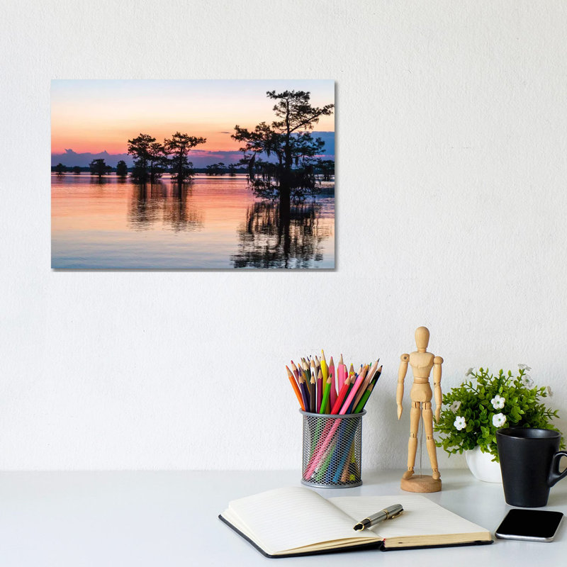USA, Louisiana, Atchafalaya National Wildlife Refuge. Sunrise On Swamp. by Jaynes Gallery - Wrapped Canvas Print