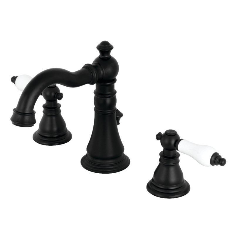 Robinet de salle de bain espacé à deux poignées à 3 poignées et fixation sur le comptoir avec bonde escamotable Kingston Brass