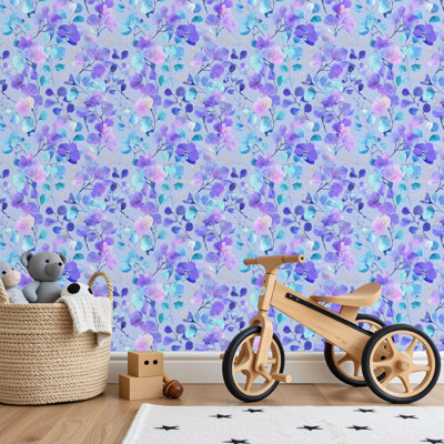 Papier peint adhésif peler et coller en PVC, revêtement mural auto-adhésif amovible avec aquarelle orchidée, impression de jardin botanique, imperméable pour la décoration intérieure - rouleau