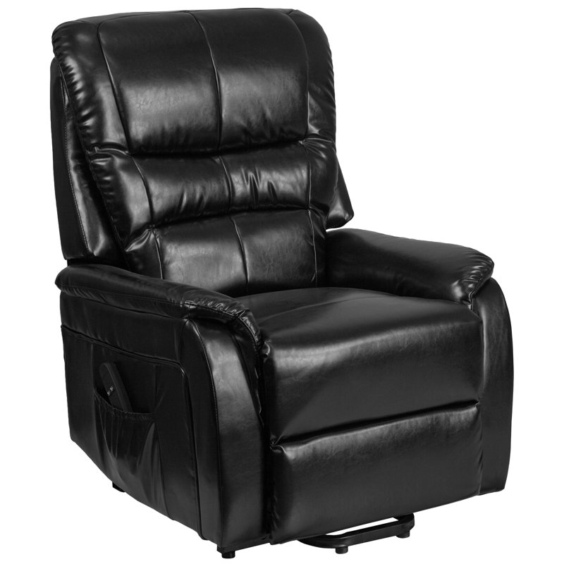 Fauteuil inclinable à redressement motorisé, Similicuir noir