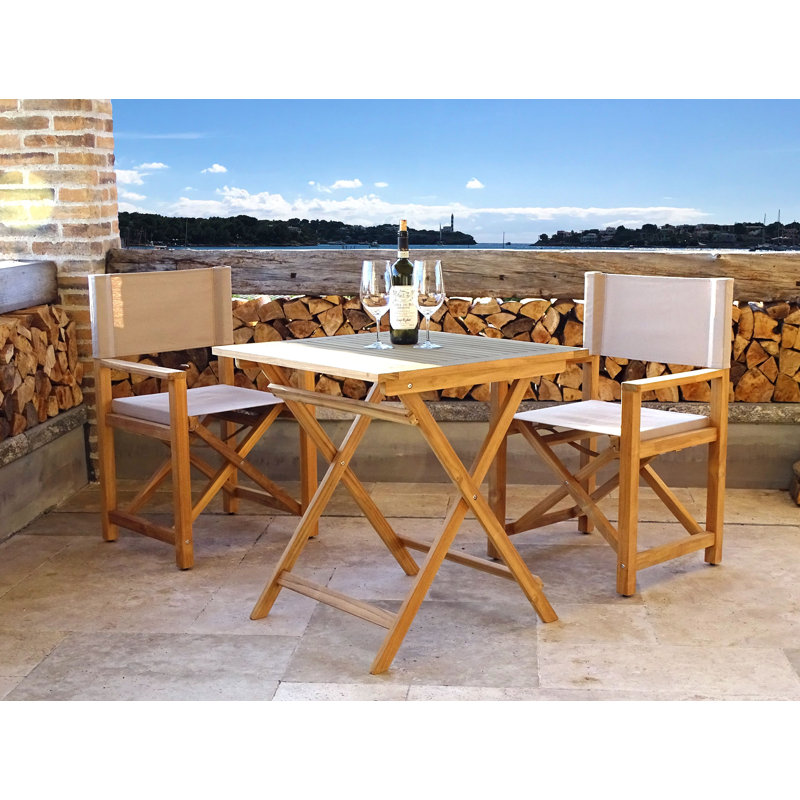 Gaskins 2 - Person Teak Patio Dining Set with Square Table