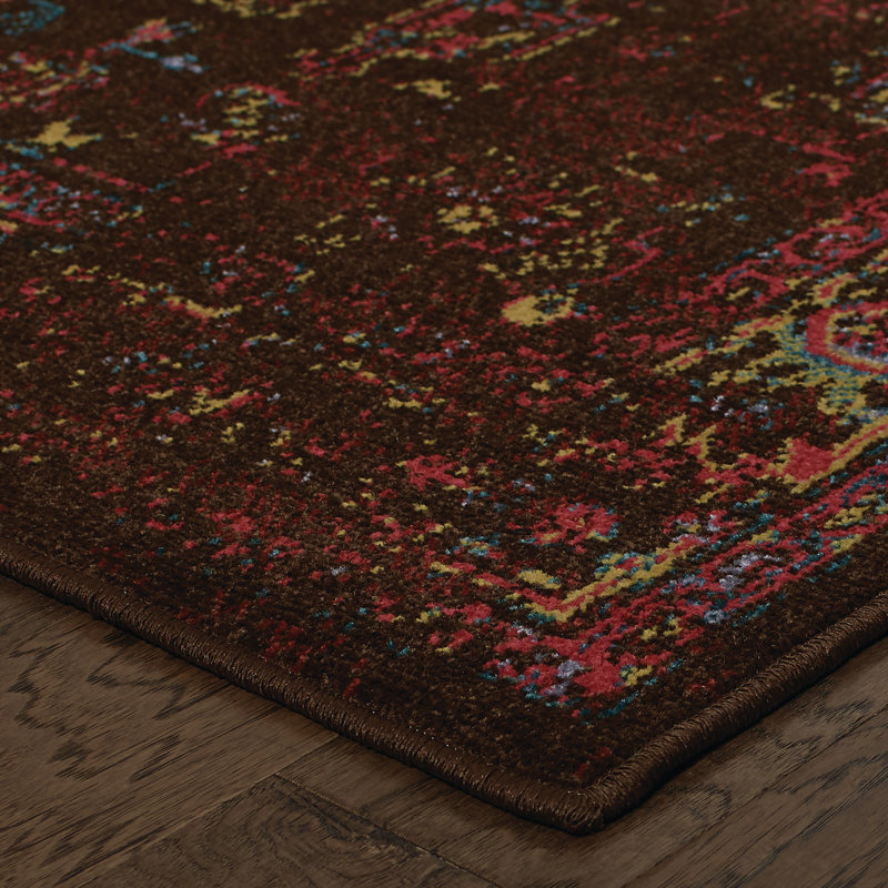 Zigler Oriental Navy/Brown Area Rug, Rectangle 9'10" x 12'10"