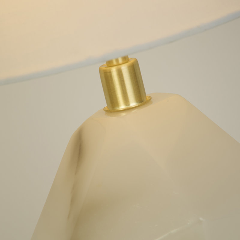 Aynur Resin Table Lamp, Satin Brass, White