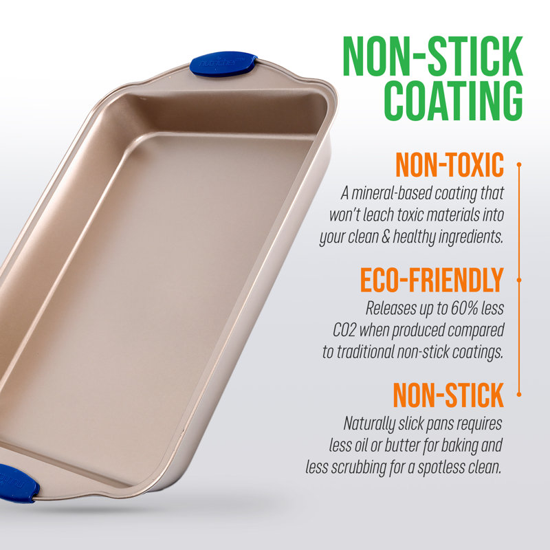 NutriChef 18" Non-Stick Carbon Steel Baking Pan with Blue Silicone Handles