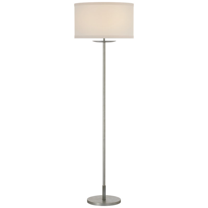 kate spade new york Walker 58" Cordless Floor Lamp with Linen Shade, White, Burnished Silver Leaf