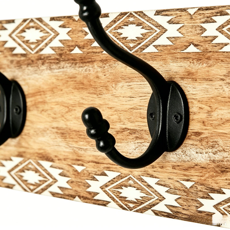 Portemanteau mural en bois Boho Aztec