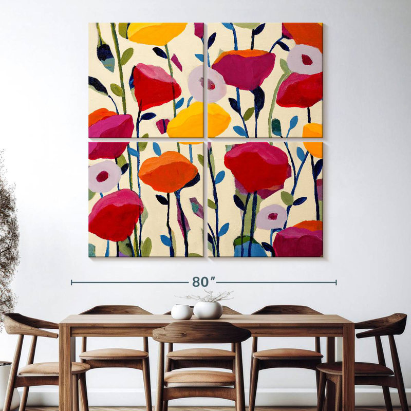 Harnek Bursting Poppies, 74" H x 74" W
