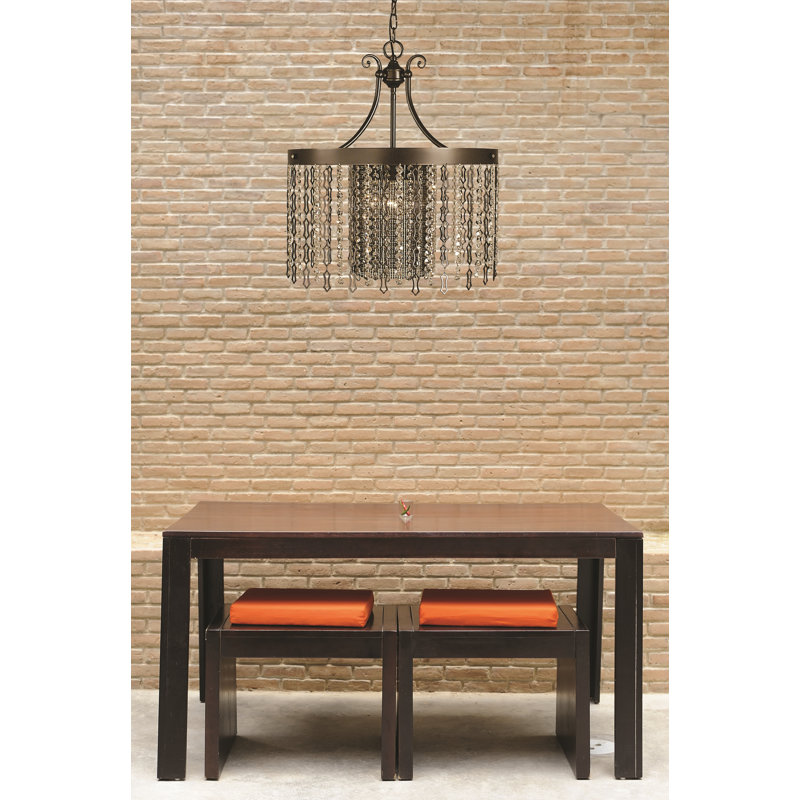 Lustree tambour 4 lumières lanterne Chadwell, Bronze acajou