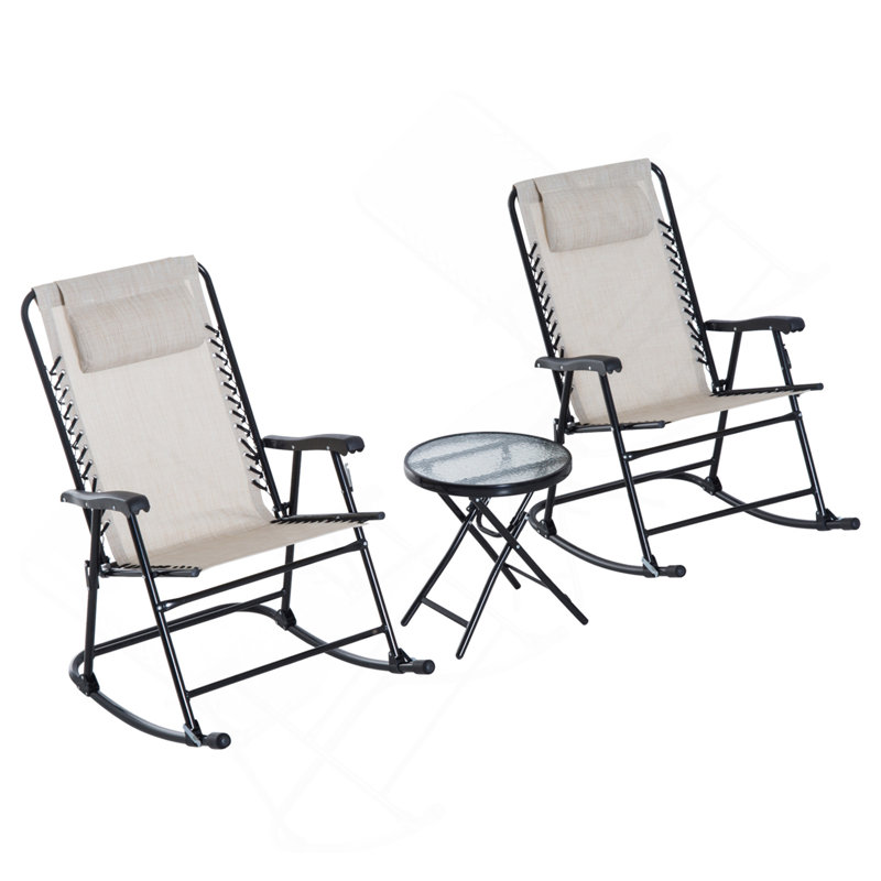 Ensemble de chaises berçantes 3 pièces Outsunny