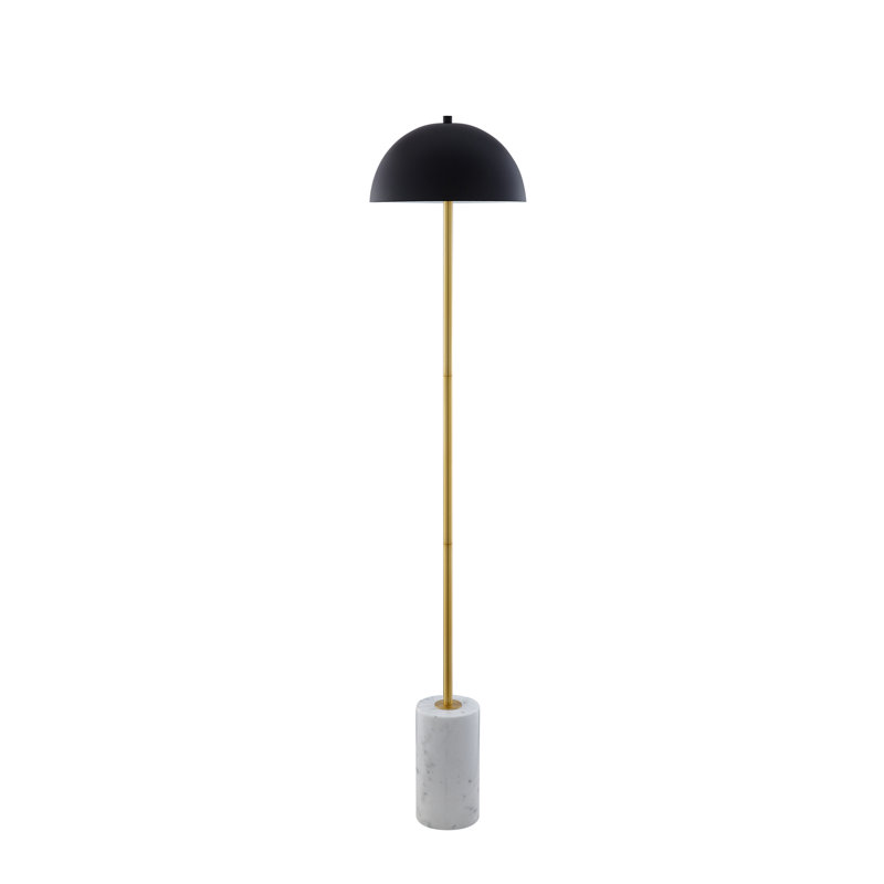 Kreta 65'' Brushed Floor Lamp, Black, Marble Stone/Silver