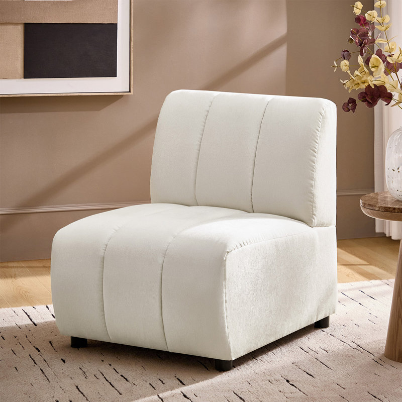 Chaise d'appoint moderne en chenille 28 po Shalon, Ivoire ivoire