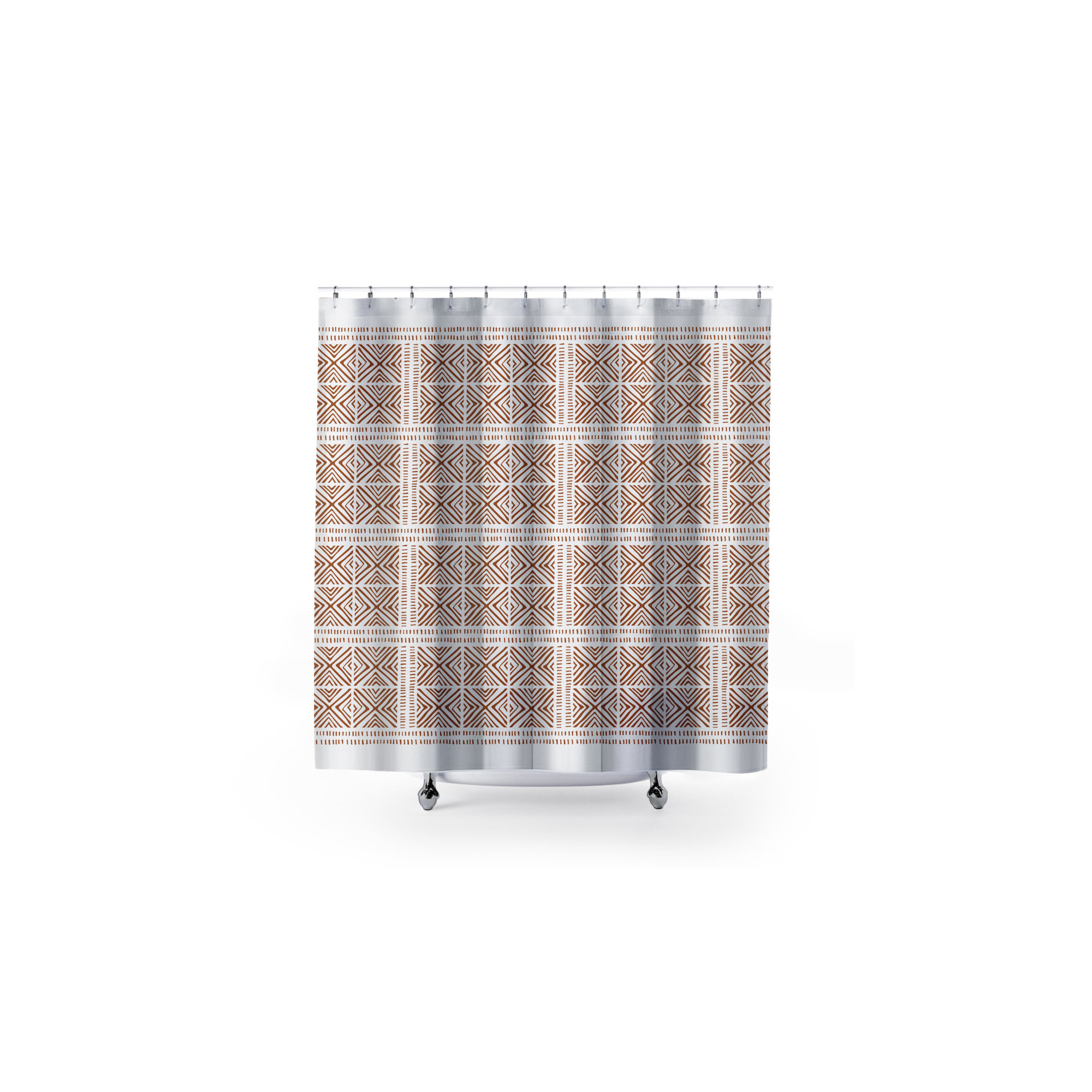 Thora Tribal Shower Curtain, ThoraTribal Burnt Orange