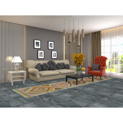 Tapis multicolore géométrique Kilim 3 x 13