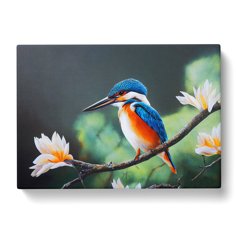 Electrifying Kingfisher Bird - Wrapped Canvas Print, 50cm H x 76cm W x 3cm D