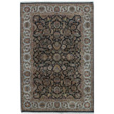 Kingsbury Wool Oriental Area Rug in Black/Teal/Beige