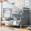 Lit simple superposé au-dessus d'un lit double gris pour un environnement de chambre à coucher sécuritaire-1791122165