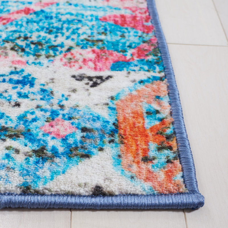 Dall Floral Light Blue/Pink Area Rug, Round 6'7"