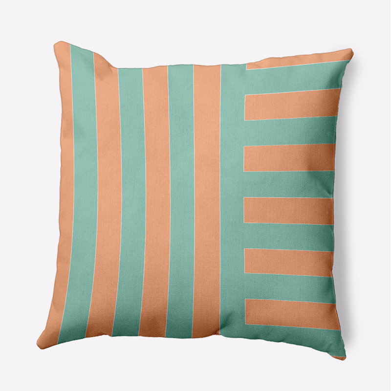 Coussin décoratif à rayures PSN1596OR29GR62, H 18 po x l 18 po, Carré