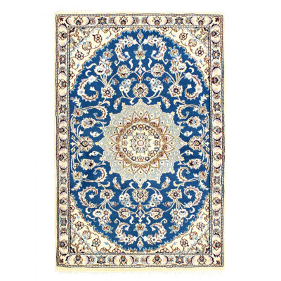 Light Blue Fine silk & wool Persian Nain 2'11'' X 4'6''