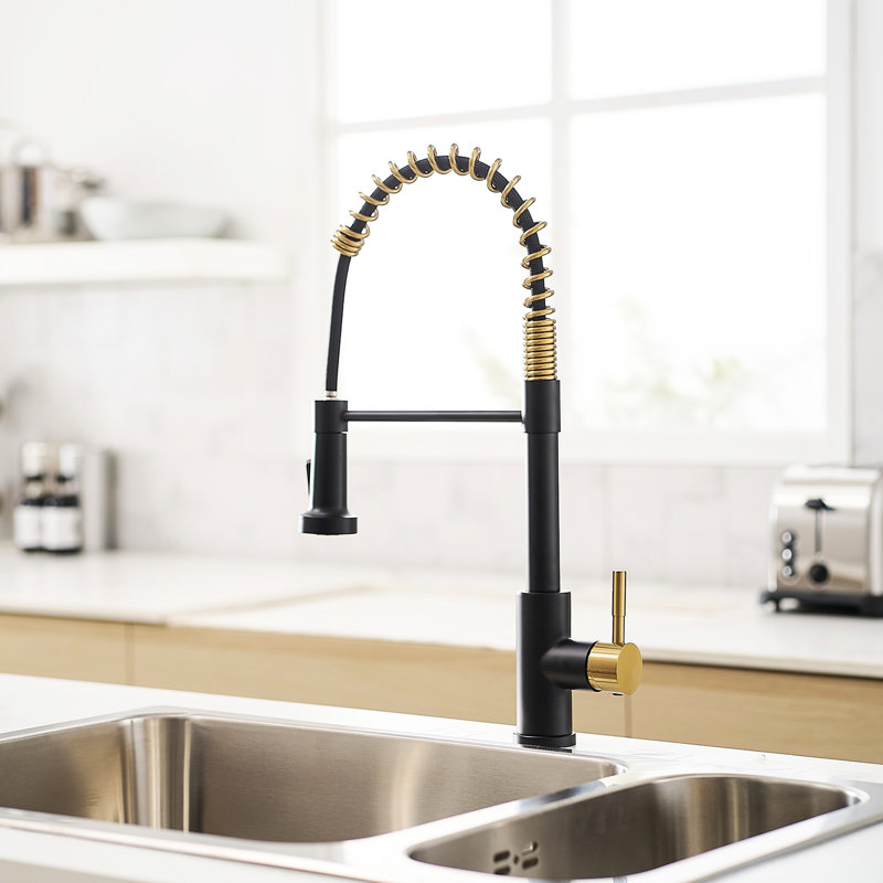 Robinet de cuisine avec robinet escamotable - Finition, contrôle stable de la température de l'eau, évier contemporain à joint vers le bas - joint, gamme réglable