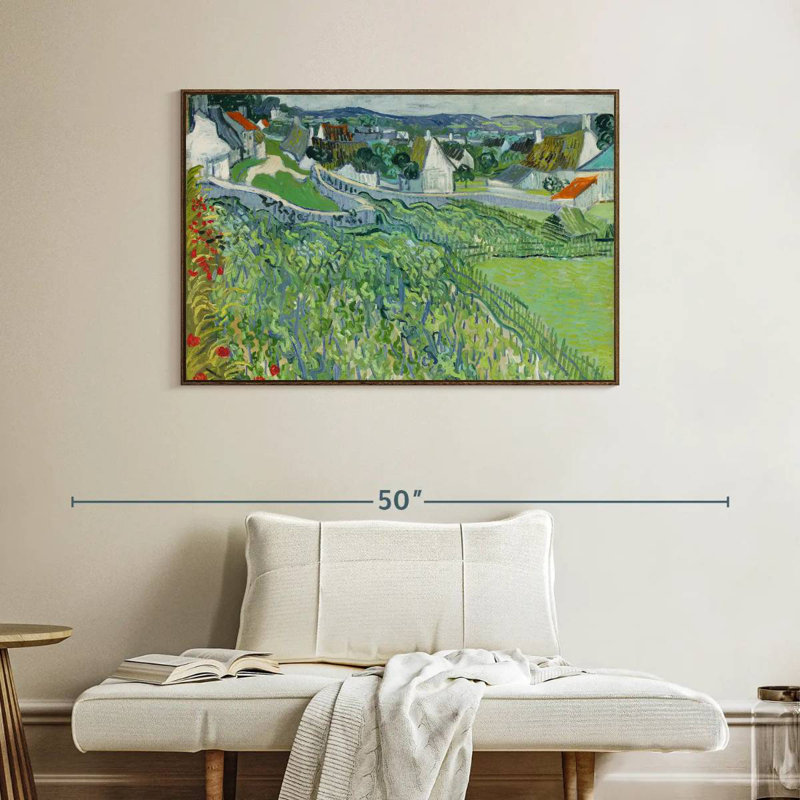 Vignobles à Auvers, Cadre flottant noyer, 40 po x 27 po