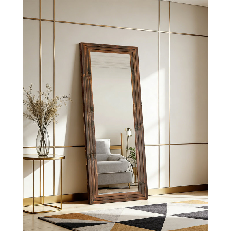 Full-Length Mirror With Stand – Solid Wood Frame Floor Mirror, Freestanding Or Wall-Mounted For Living Room, Bedroom, Or Dressing Area