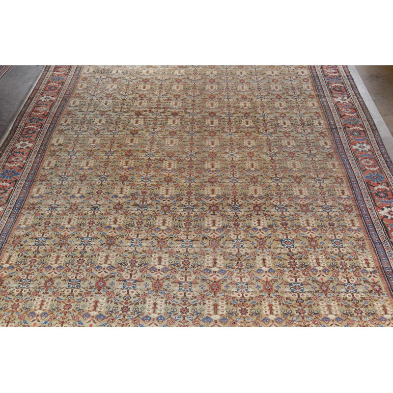 Noué la one-of-kind à la main avant 1900 sultanabad brun 12'10" x 22 pi "tapis zone en laine 4" Suat