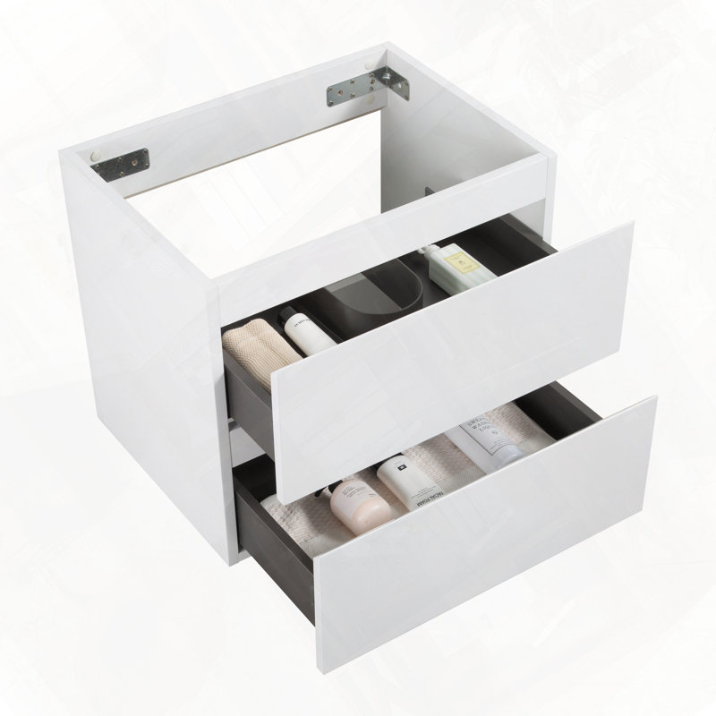 Wall Mount Bathroom Vanity With Two Soft Closing Drawers