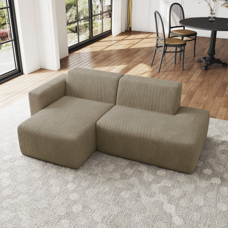 Berlare Modular Corner Sofa, Khaki Corduroy, Left Hand Facing