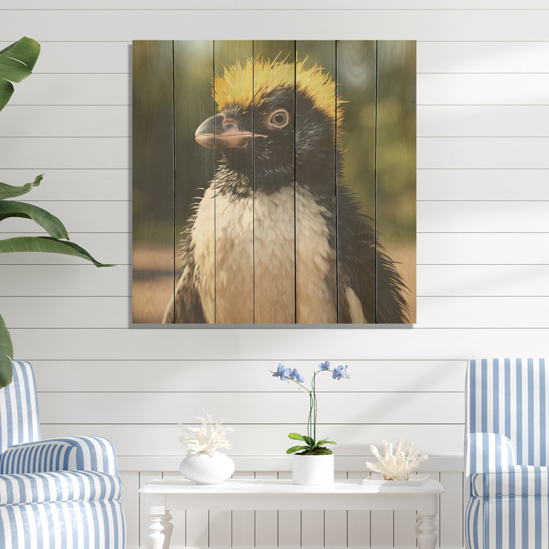 Photo de pingouin - Pingouin sur bois, H 15 po x l 15 po