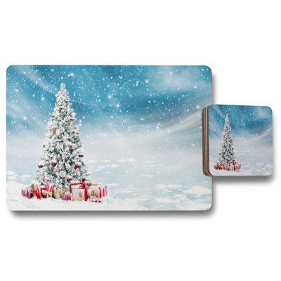 Elder Polyester Coated Hardwood, Wood, Polyester No Pattern Rectangle Placemat, Coaster