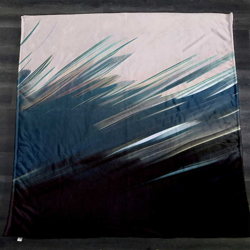 Throw Blanket, 68" W x 80" L, Abstract, Black/Blue/Green