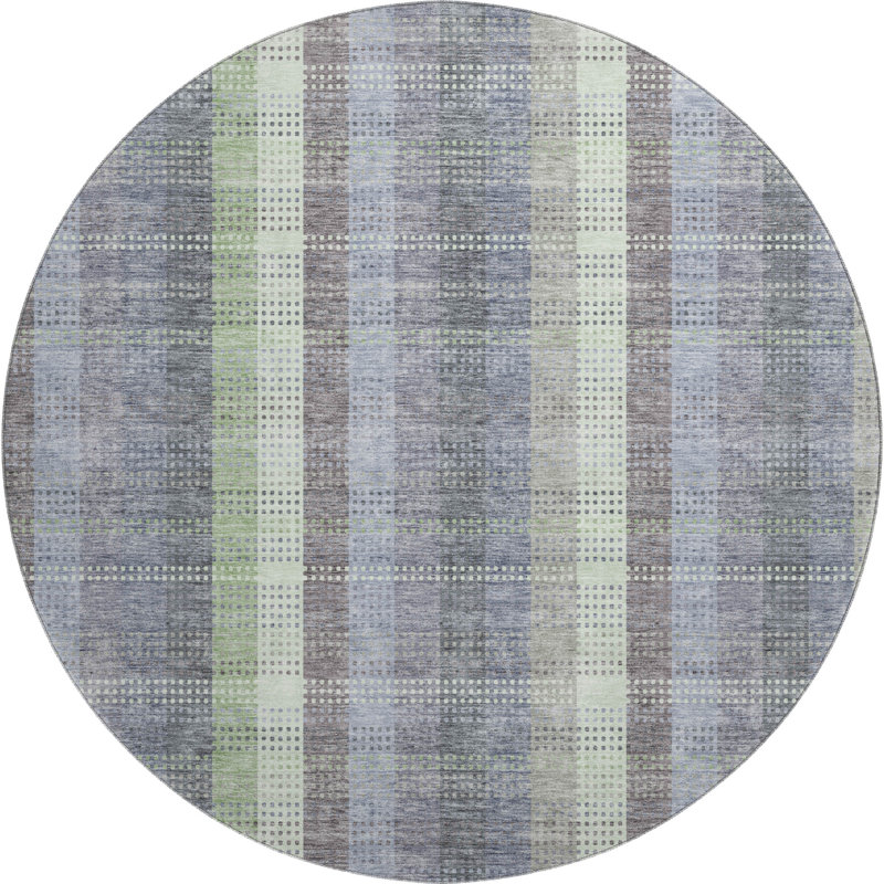 Premium Machine Washable Prisco Pewter Rug, Round 8'