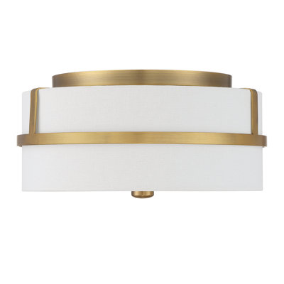 Plafonnier 2 lumières Meridian en laiton naturel
