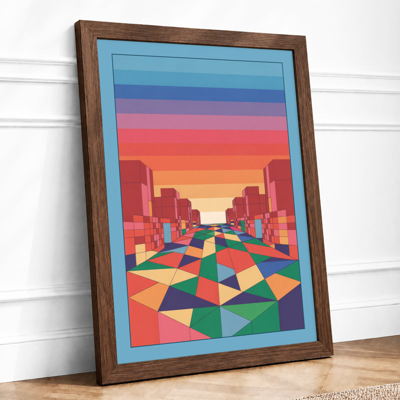 Urban Sunrise Street Modern - Print, A2 - 59.4 x 42.0 cm, Walnut