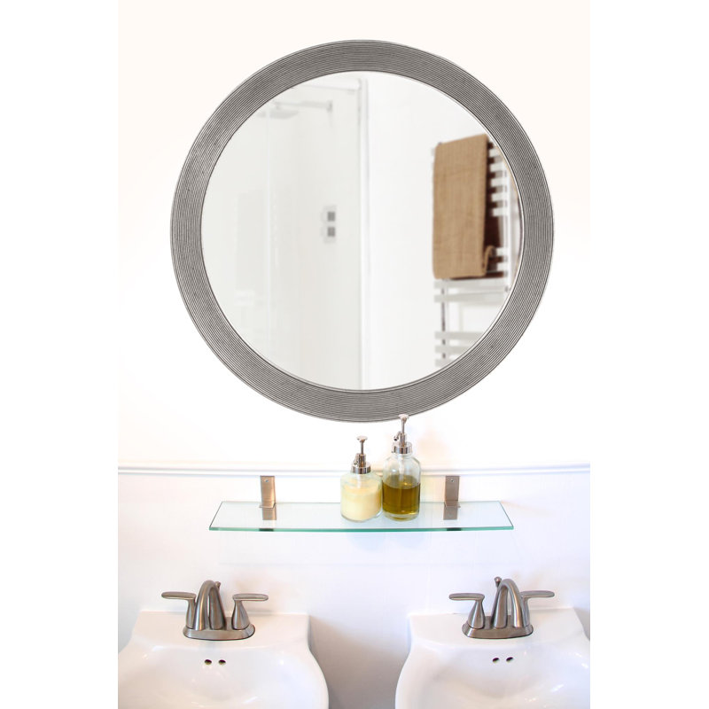 Alectra Wood Wall Mirror, Nickel