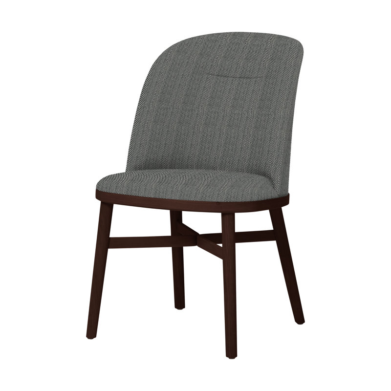 Bund 18'' H Upholstered Dining Chair, Steelcut Trio 124, Dark Brown Oak