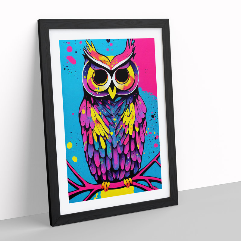 Owl Paint Splash No.6 - Framed Print, Black Framed, 64cm H x 46cm W x 2cm D