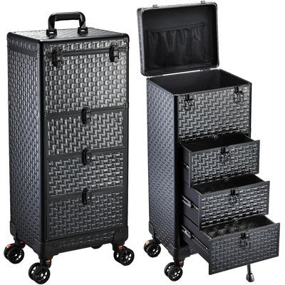 Salon Trolley with 3 Drawers, Nail Art Trolley Salon Station Rolling Makeup Case with Wheels