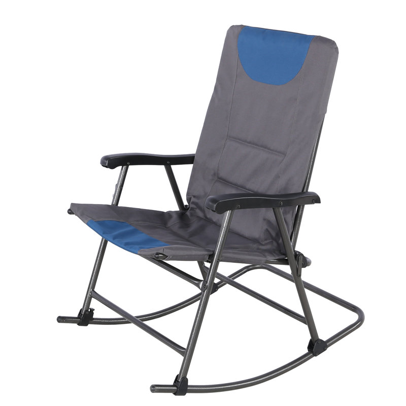 High-Back Folding Rocking Chair 1 Piece - Dark Grey / Blue, Red/Gray