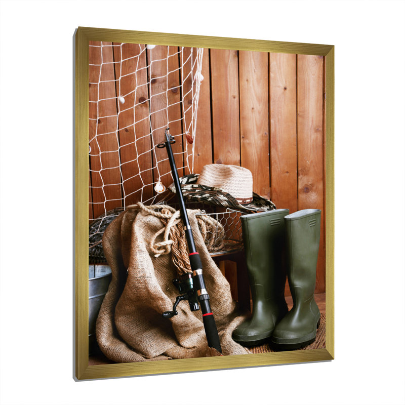 " Ready For Fishing ", Gold Picture Framed, 44" H x 34" W x 1.5" D