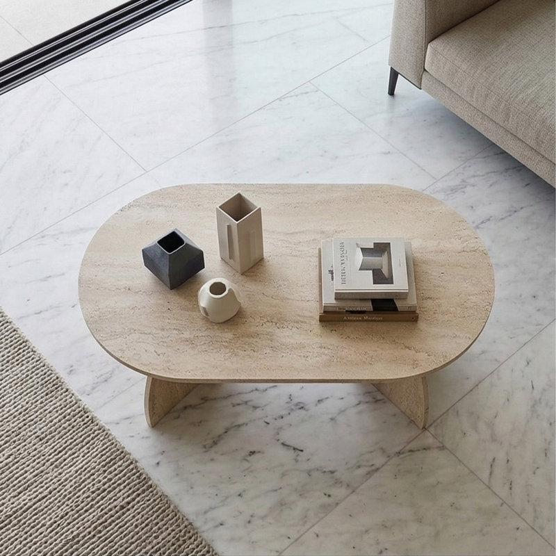 Table basse Aurelle, Travertin