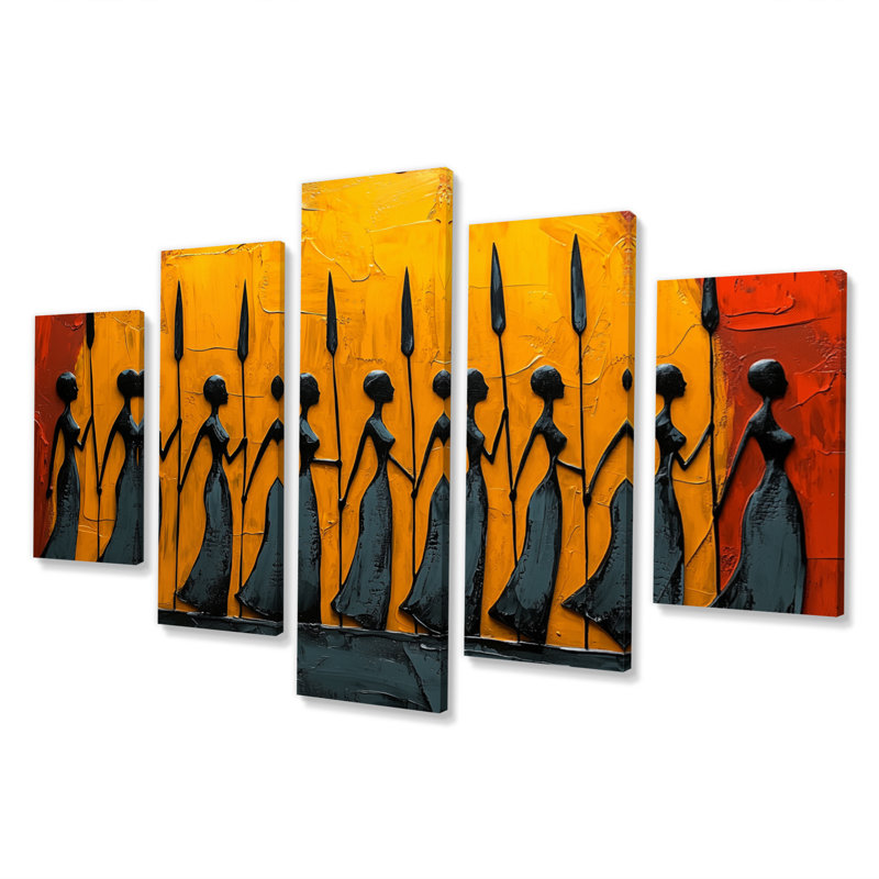 «Black Yellow Yellow Tribal Rhythms II», ensemble d'art sur toile tribal africain