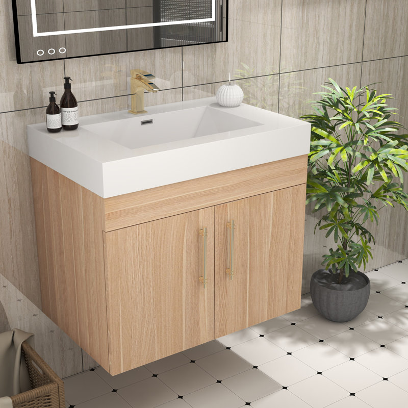 Ensemble de meuble-lavabo simple 29,5 po, Chêne champagne