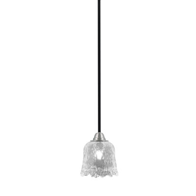 Suspension Ahern Mini, fini noir mat et laiton, verre lave transparent de 18 cm