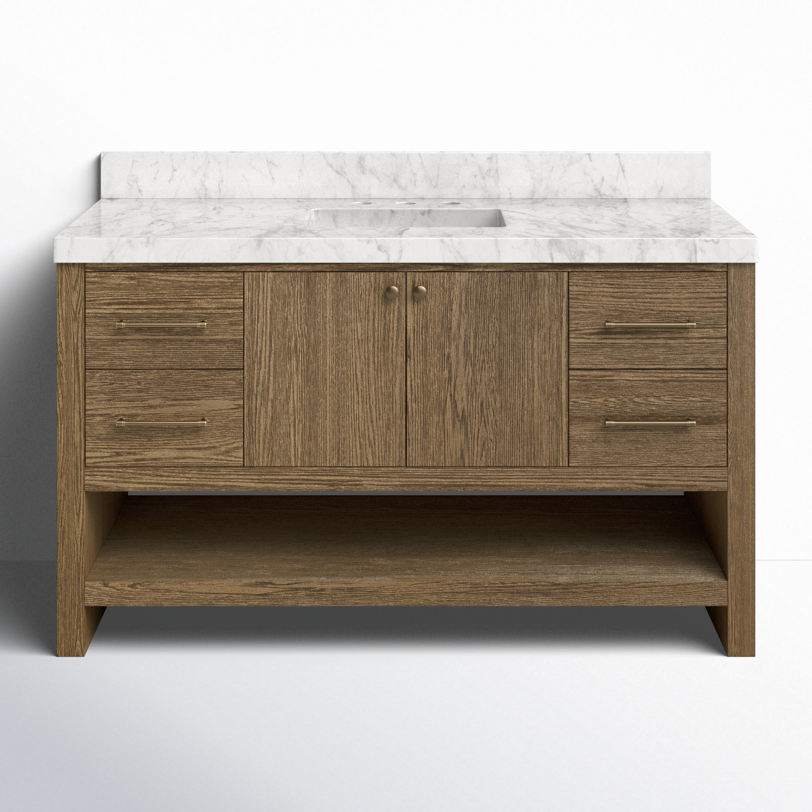 Abington 55" Carrara Marble Single Bathroom Vanity, Brown