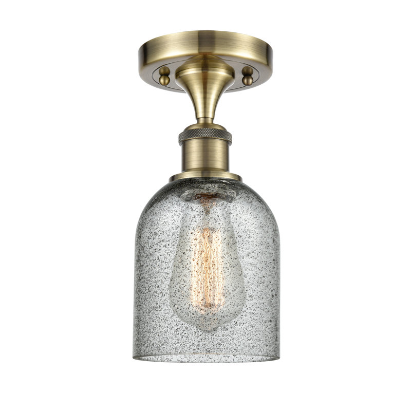 Plafonnier semi-encastré cylindrique simple 1 lumière 5 po Vella, Mica, Laiton antique noir, Ampoule DEL 6 watts Vinage