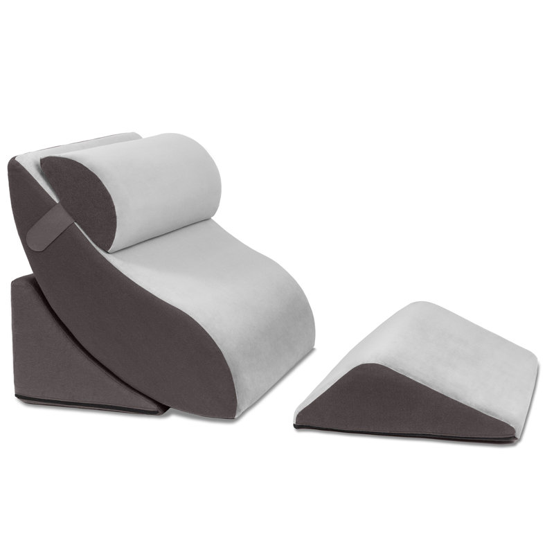 Kind Bed 4-Piece Orthopedic Support Wedge Pillow Comfort System, Gray/Charcoal