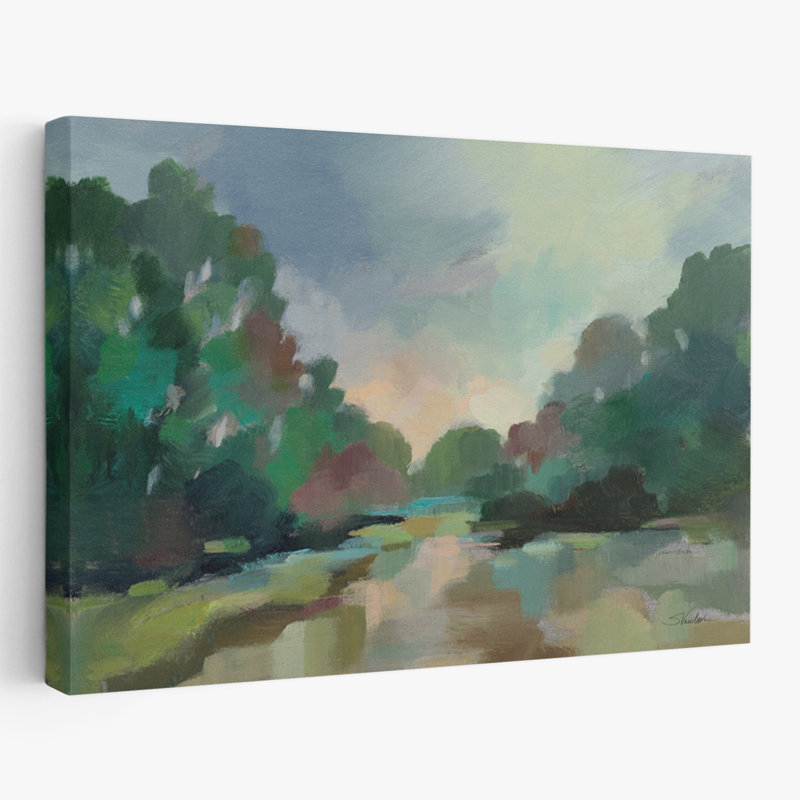Dawn - Blue Dawn Green Landscape, 24" H x 16" W