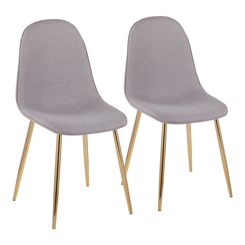 Elzada 18.5'' H Upholstered Side Chair, Gold, Gray Polyester Blend